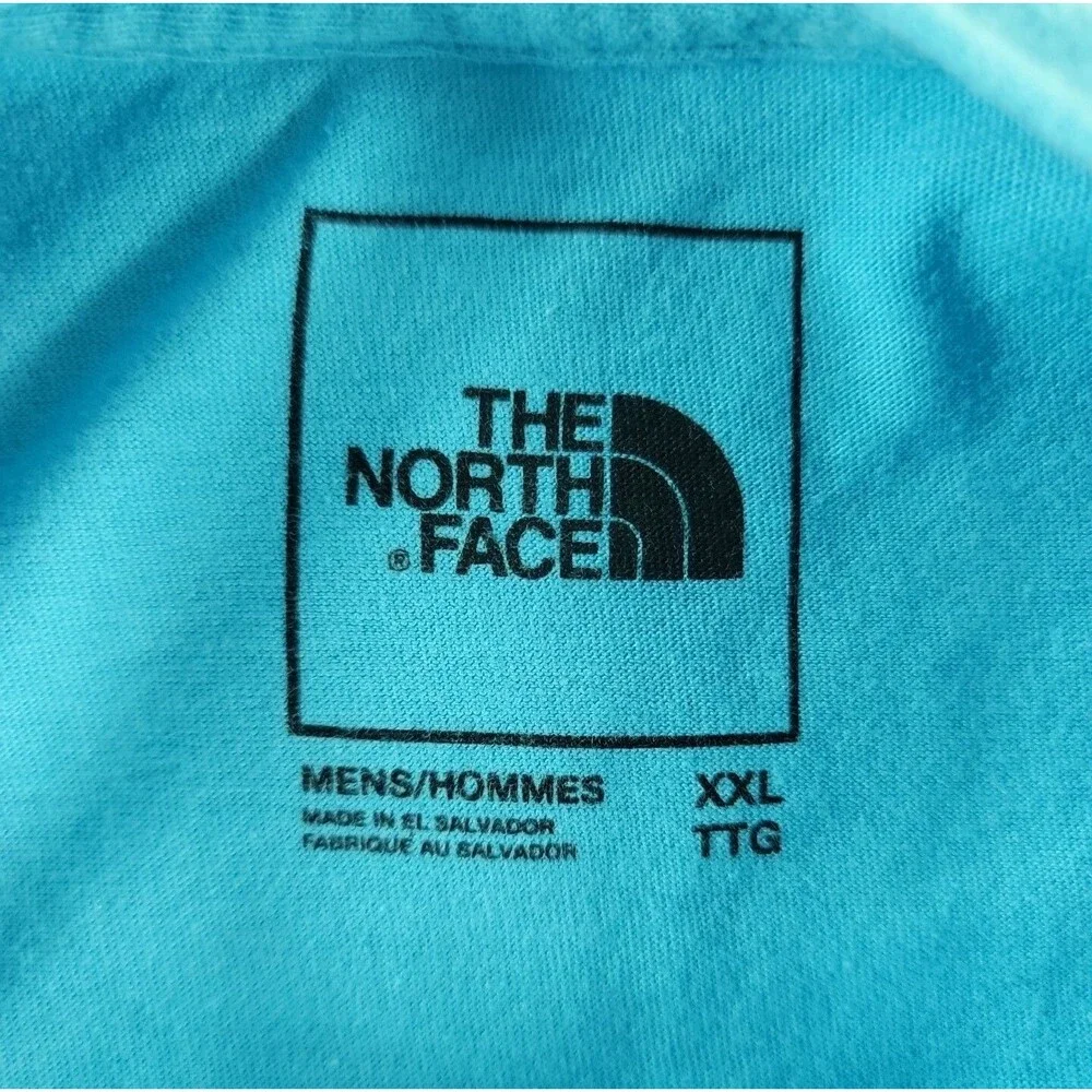 The North Face Mens Teal Blue Logo Graphic Tee C-Neck Never Stop Exploring 2XL